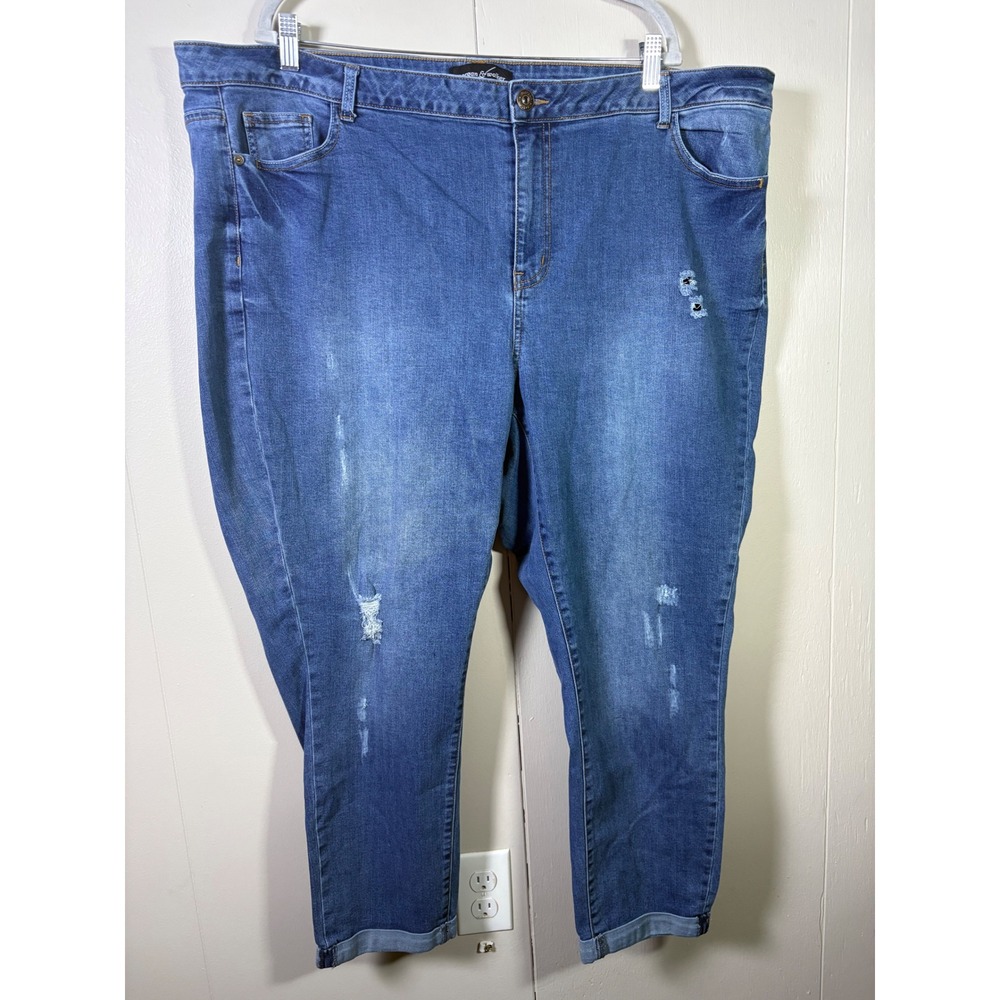 Morgan & Walker Plus Size 26 Distressed Cropped Jeans Medium Blue Casual